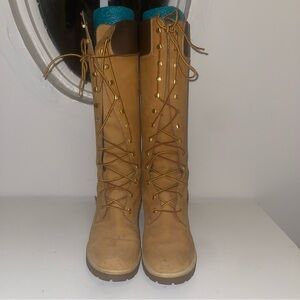 Timberland 14” tall Women's Tan Lace-Up Boots